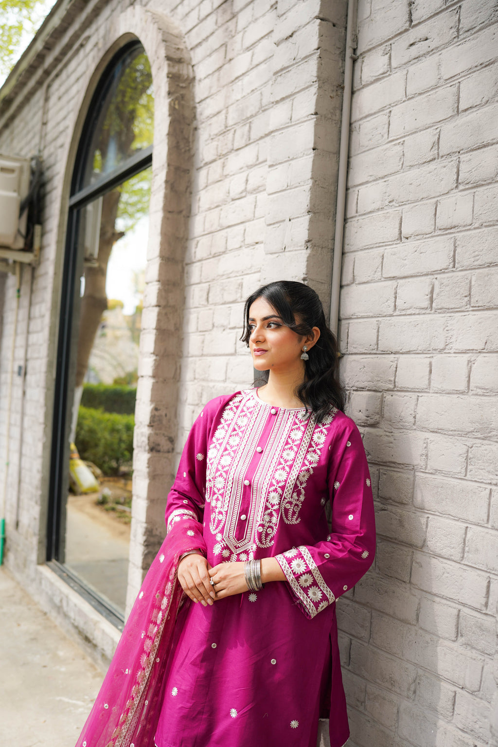 3 Piece - Embroidered Cotton Suit