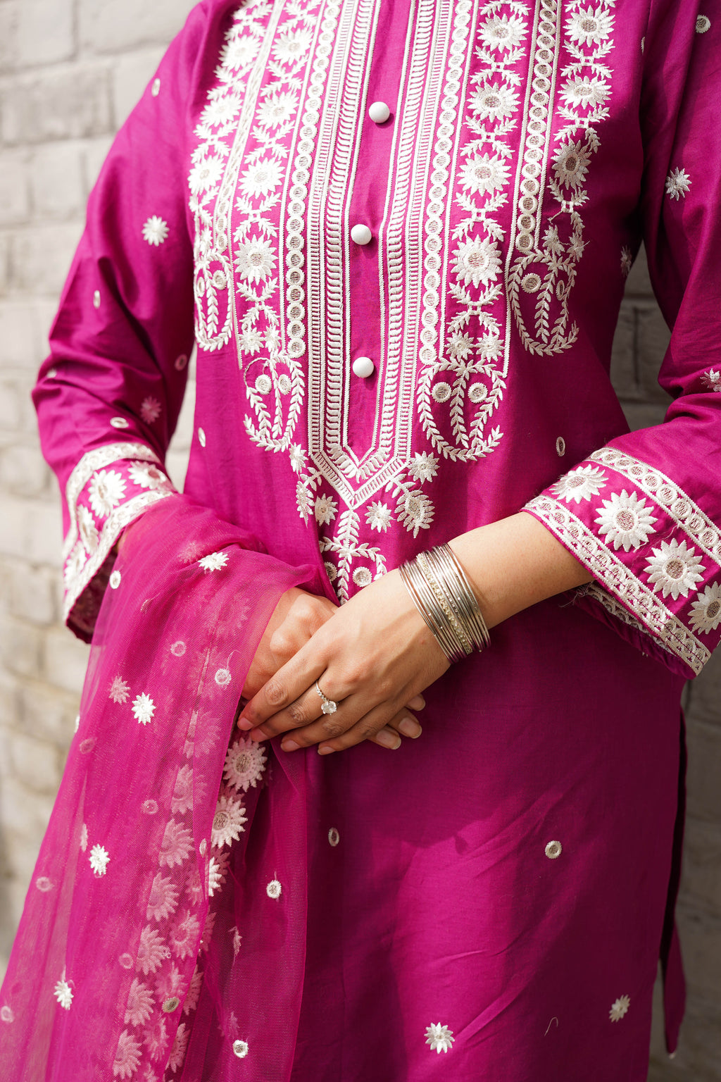 3 Piece - Embroidered Cotton Suit