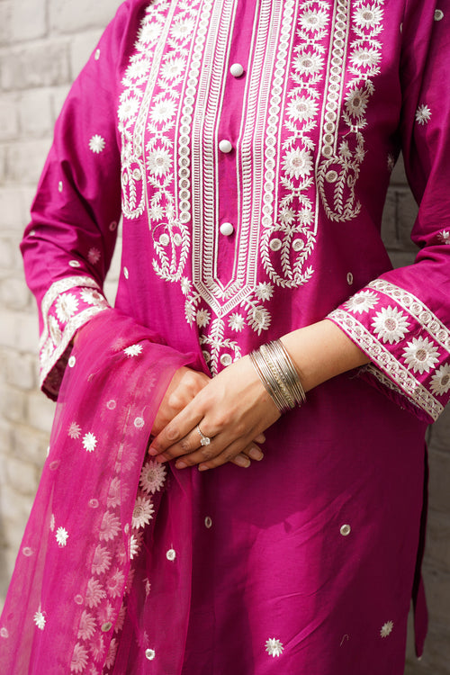 3 Piece - Embroidered Cotton Suit