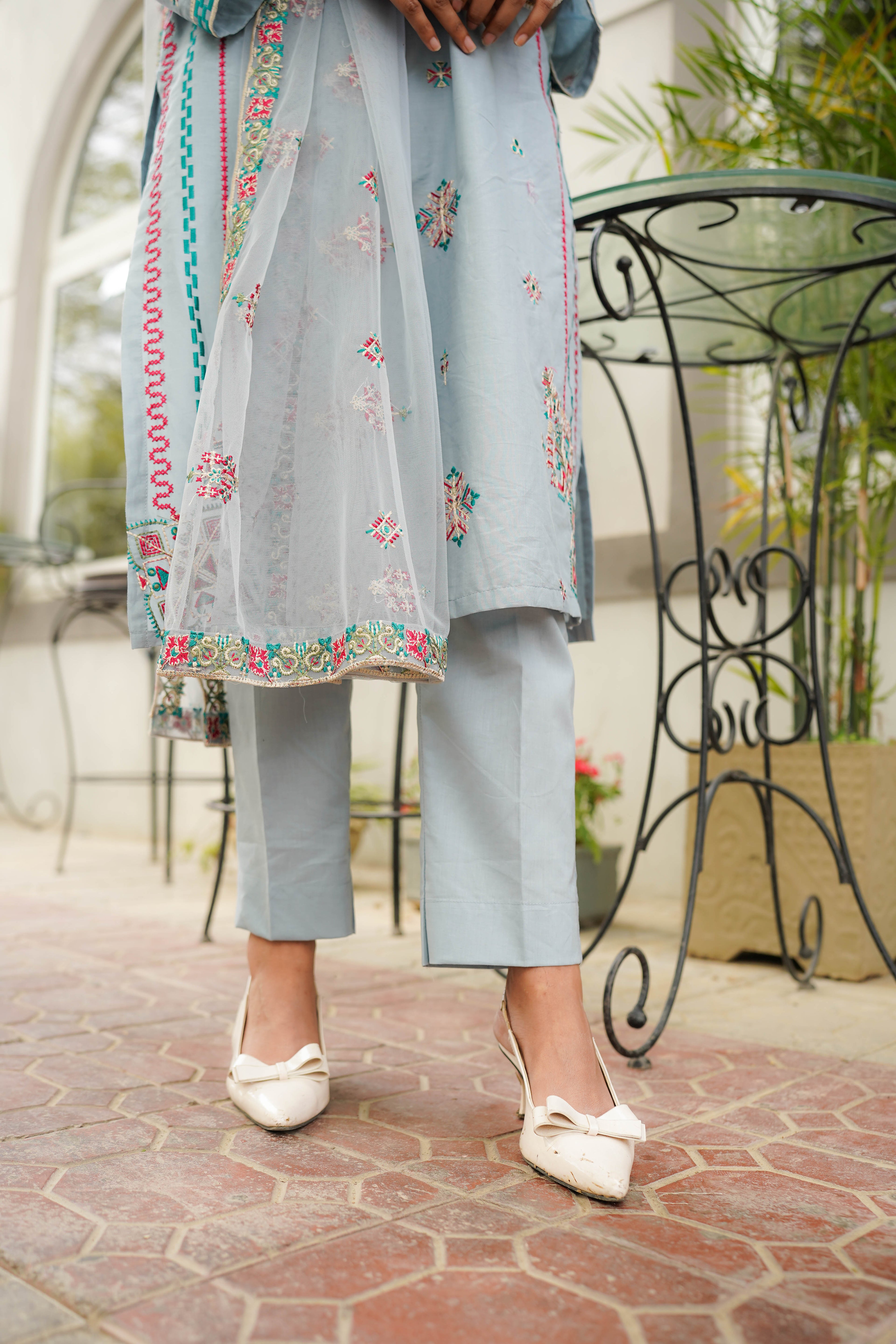 3 Piece - Embroidered Cotton Suit