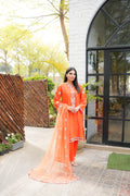 3 Piece - Embroidered Orange Suit